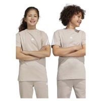 Dětské bavlněné tričko adidas U FI 3S béžová barva, s aplikací
