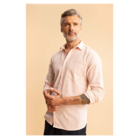 DEFACTO Regular Fit Linen Blend Long Sleeve Shirt