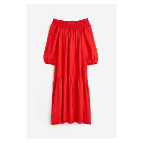 H & M - Oversized šaty's odhalenými rameny - červená H&M