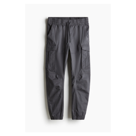 H & M - Kalhoty jogger cargo - šedá H&M