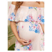 Květované šaty pro těhotné s volánem - RŮŽOVÉ