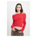 DEFACTO Fitted Off Shoulder Ribbed Camisole Long Sleeve T-Shirt