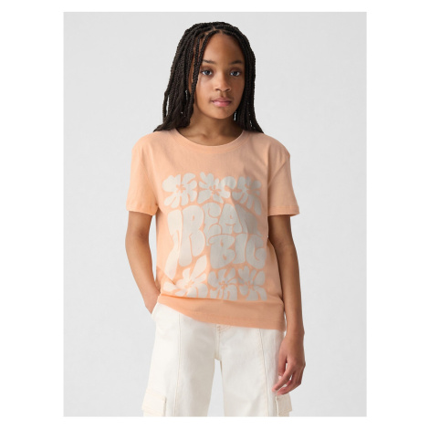 Meruňkové holčičí tričko s potiskem GAP