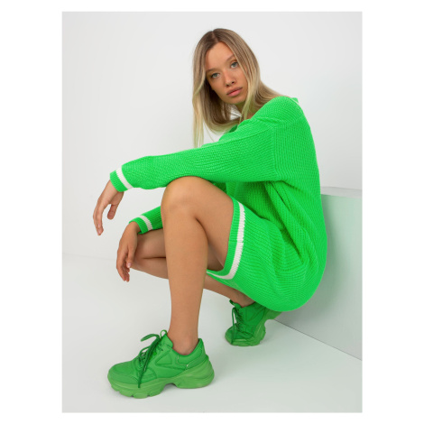 Fluo zelené minišaty s výstřihem do V RUE PARIS Fashionhunters