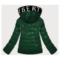 Zelená dámská bunda se vzorovanou podšívkou (W707)