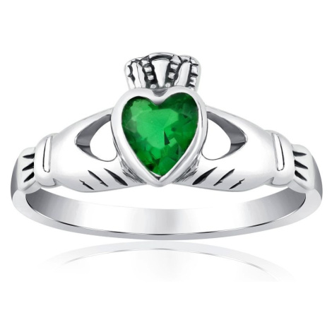 Stříbrný prsten Claddagh se zeleným zirkonem Silvego