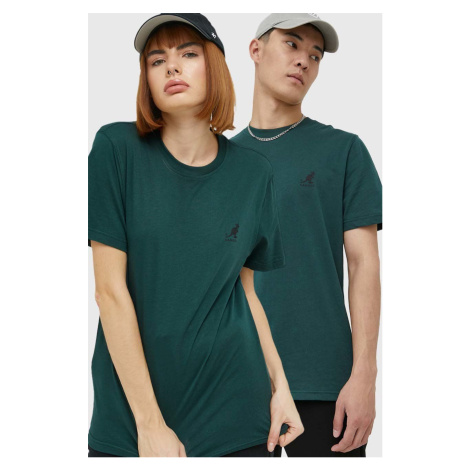 Bavlněné tričko Kangol zelená barva, s potiskem