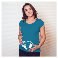 Vtipné těhotenské tričko pro budoucí maminky s potiskem Arriving soon