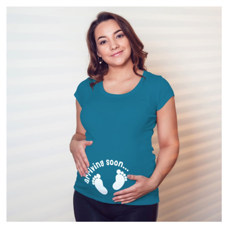 Vtipné těhotenské tričko pro budoucí maminky s potiskem Arriving soon BezvaTriko