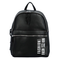 Trendový dámský koženkový batoh s potiskem Lia, černý