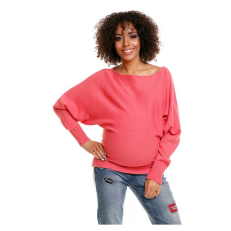 Těhotenský korálový oversize svetr