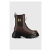 Kožené kotníkové boty Karl Lagerfeld Danton dámské, hnědá barva, na plochém podpatku
