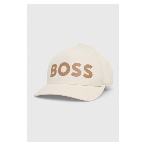 Bavlněná baseballová čepice BOSS béžová barva Hugo Boss