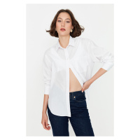 Trendyol White Boyfriend/Wide Fit Woven Shirt