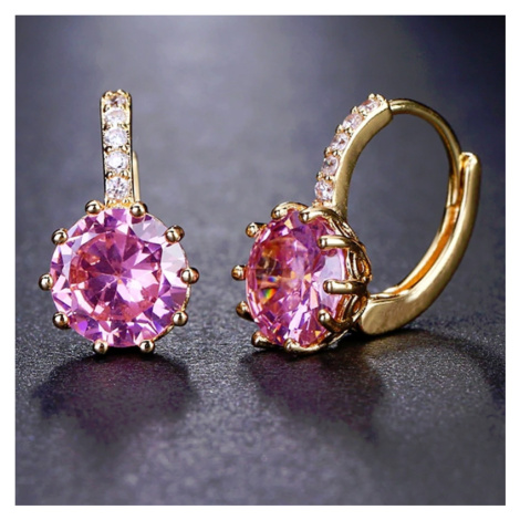 Sisi Jewelry Náušnice Swarovski Elements Bernadette Gold Rose E4006 Růžová