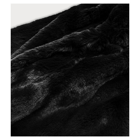 Dámská černá bunda - kožíšek s kapucí (BR9743-1) S'WEST