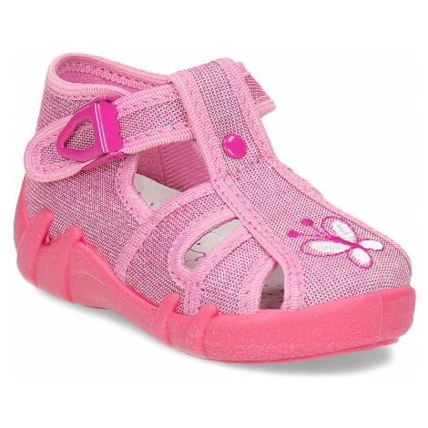 Dětské růžové sandály s motýlkem