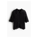H & M - Propínací svetřík z ažurového úpletu - černá