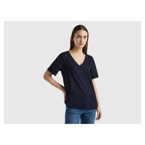 Benetton, V-neck T-shirt In Slub Cotton United Colors of Benetton