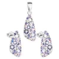 Evolution Group Sada šperků s krystaly Swarovski náušnice a přívěsek fialový 39167.3 violet