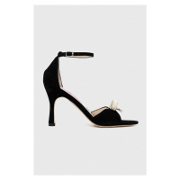 Semišové sandály Custommade Ashley Pearl Bow černá barva, 999621046