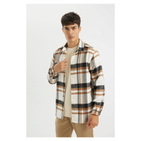 DEFACTO Regular Fit Polo Collar Plaid Flannel Long Sleeve Shirt D4283AX24WN