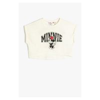 Koton Minnie Mouse Crop T-Shirt Licensed Short Sleeve Crew Neck Cotton.