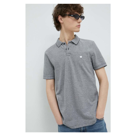 Bavlněné polo tričko Wrangler šedá barva