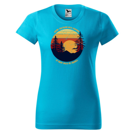 DOBRÝ TRIKO Dámské tričko s potiskem Cestování Barva: Tyrkysová