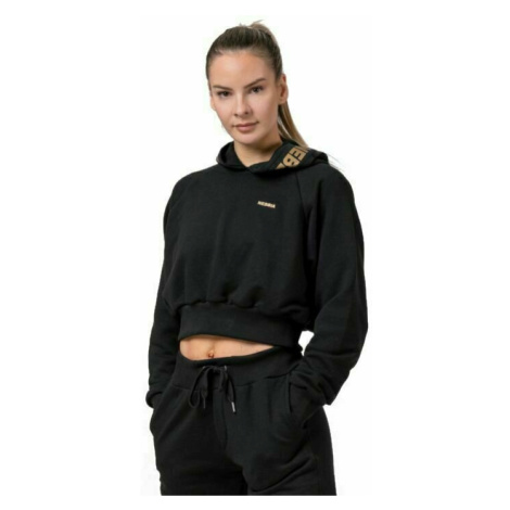 Nebbia Golden Cropped Hoodie Black Fitness mikina