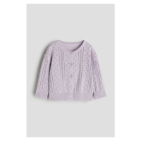 H & M - Propínací svetr z ažurového úpletu - fialová