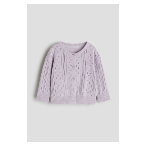 H & M - Propínací svetr z ažurového úpletu - fialová H&M
