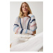 Happiness İstanbul Women's Cream Stripe Detailed Openwork Seasonal Knitwear Sweater