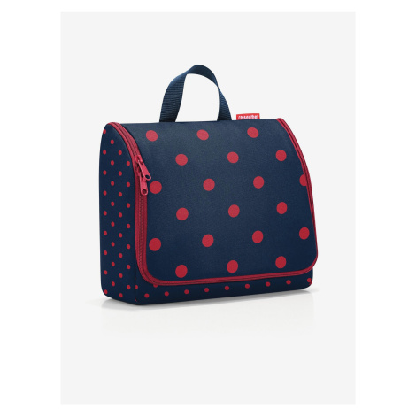 Tmavě modrá dámská puntíkovaná kosmetická taška Reisenthel Toiletbag XL Mixed Dots Red