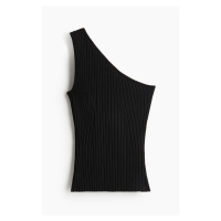 H & M - Top z žebrovaného úpletu's odhaleným ramenem - černá