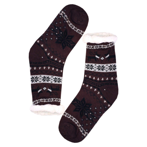 Polaros brown teplé ponožky s beránkem MC 112 hnědá PESAIL