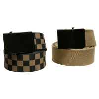 Check And Solid Canvas Belt 2-Pack olivová/černá