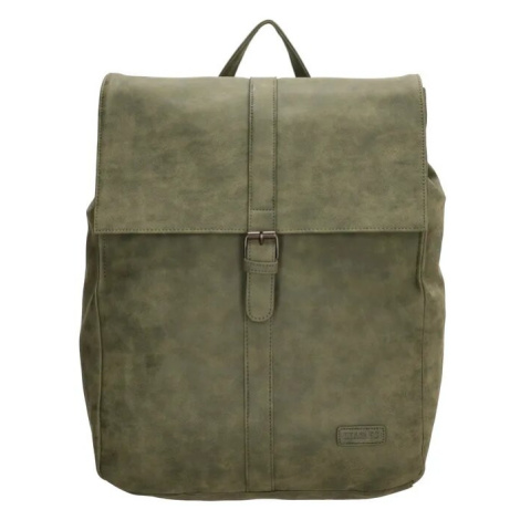 Beagles Zelený objemný kožený batoh „Saint Tropez“ 13L