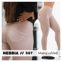 NEBBIA - Bubble Butt legíny s vysokým pasem Lifting Effect 587 (cream) - NEBBIA