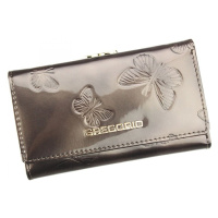 Luxusní dámská kožená lakovaná peněženka Flor , šedá