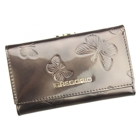 Luxusní dámská kožená lakovaná peněženka Flor , šedá GREGORIO