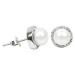 JwL Luxury Pearls Stříbrné náušnice s pravou perlou a krystaly JL0290