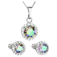 Evolution Group Sada šperků s krystaly Swarovski náušnice,řetízek a přívěsek zelené fialové kula