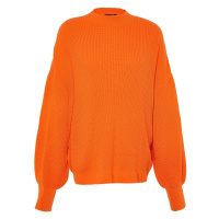 Trendyol Orange Wide Fit Crew Neck Pletený svetr