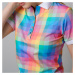 Dámské polo tričko s barevným károvaným vzorem 12877