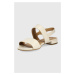Kožené sandály Emporio Armani dámské, béžová barva