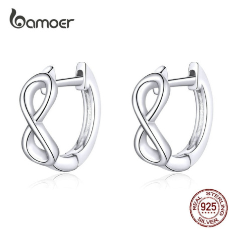 Stříbrné náušnice geometrického tvaru se symbolem nekonečno LOAMOER