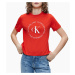 Calvin Klein Calvin Klein dámské červené tričko ROUND LOGO STRAIGHT TEE