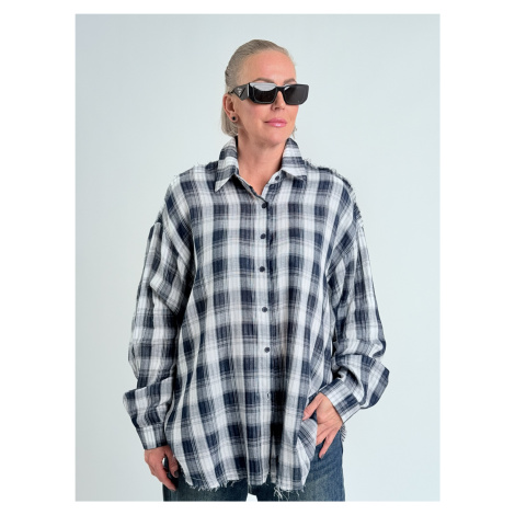 Modro-bílá kostkovaná košile MOOM Brigitte Bardot