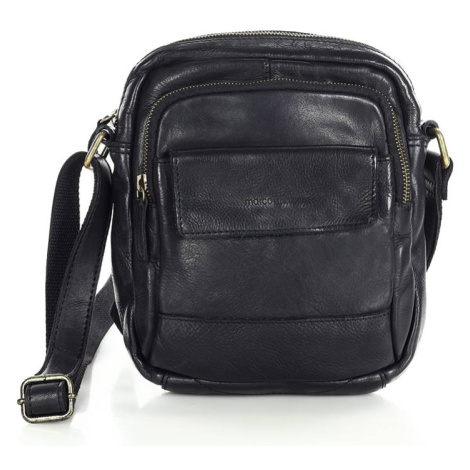 Pánská kožená taška přes rameno Mazzini VS24 černá Marco Mazzini handmade